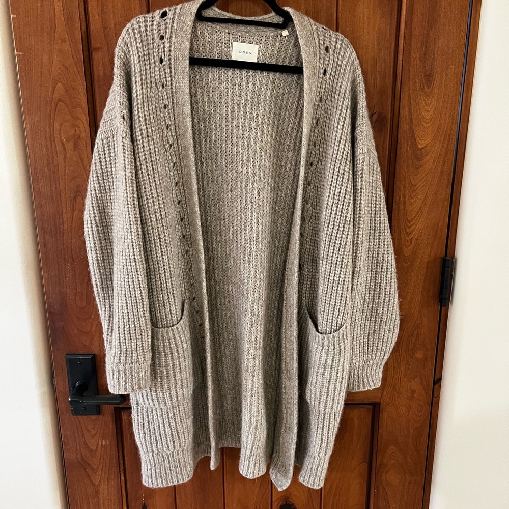 Doen Taupe Knit Cardigan Alpaca
